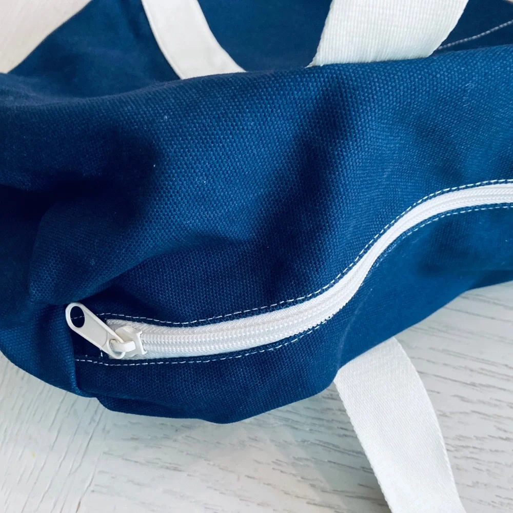 PINK Victoria's Secret Navy White Zip Tote Duffel Travel Overnight Bag Luggage - Picture 6 of 7